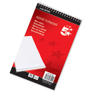 5 Star Spiral Notepad Headbound Ruled 160 Pages 125x200mm [Pack 10] Ident: 48B