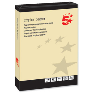 5 Star Coloured Copier Paper Multifunctional Ream-Wrapped 80gsm A4 Yellow [500 Sheets]