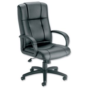 Trexus Intro Sussex Manager Chair Back H670mm W530xD520xH500-600mm Leather Black Ident: 392B