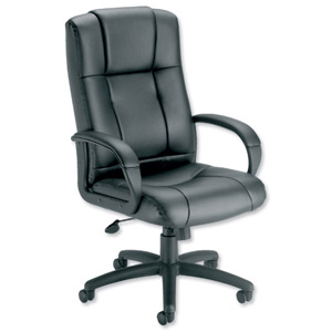 Trexus Intro Sussex Manager Chair Back H670mm W530xD520xH500-600mm Leather Black