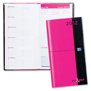 Oxford Pink and Black Diary 2012 Casebound Week to View Slim Ref C40059