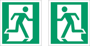 Stewart Superior Fire Exit Sign Man Left and Right 135x150mm Self-adhesive Vinyl Ref NS010 Ident: 546A