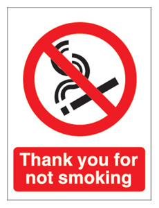 Stewart Superior Sign Self-adhesive Vinyl - Thank You For Not Smoking - 140x115mm Ref NS019 Ident: 547A