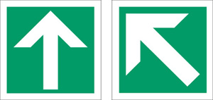 Stewart Superior Fire Exit Sign Arrow Diagonal and Straight 150x150mm Self-adhesive Vinyl Ref NS009 Ident: 546A