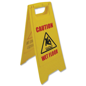 Single A Frame Sign 2 Sided 2 Messages Caution Wet Floor/Cleaning in Progress Yellow