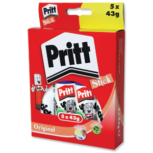 Pritt Stick Glue Solid Washable Non-toxic Large 43g Ref 1456072 [Pack 5] Ident: 350A