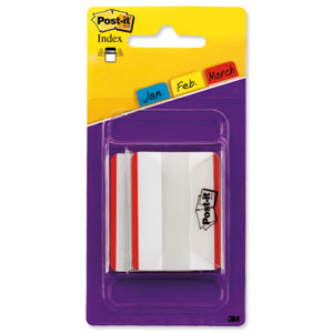 Post-it Index Filing Tabs Strong Flat 50mm 24 per Pack Red Ref 686F-24YWEU Ident: 59B
