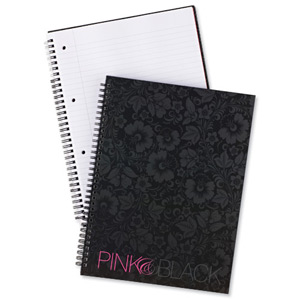 Oxford Pink and Black Book Wirebound Hardback Ruled Margin 140pp 90gsm A4+ Black Ref 100080544 [Pack 5] Ident: 30B