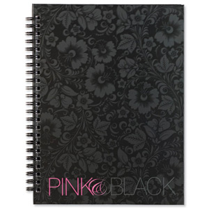 Oxford Pink and Black Book Wirebound Hardback Ruled Margin 140pp 90gsm A5+ Black Ref 100080418 [Pack 5] Ident: 30D