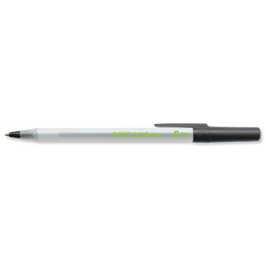 Bic Ecolutions Stic Ball Pen Recycled Slim 1.0mm Tip 0.4mm Line Black Ref 893239 [Pack 60] Ident: 83D