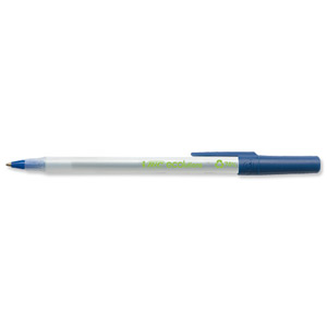 Bic Ecolutions Stic Ball Pen Recycled Slim 1.0mm Tip 0.4mm Line Blue Ref 893240 [Pack 60]