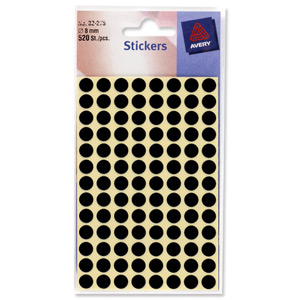 Avery Packets of Labels Diam.8mm Black Ref 32-275 [10x520 Labels]