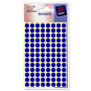 Avery Packets of Labels Diam.8mm Blue Ref 32-304 [10x520 Labels] Ident: 138A