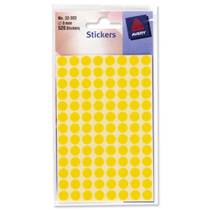 Avery Packets of Labels Diam.8mm Yellow Ref 32-303 [10x520 Labels]