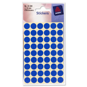 Avery Packets of Labels Diam.12mm Blue Ref 32-308 [10x216 Labels]