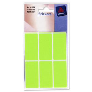 Avery Packets of Labels 50x25mm Fluorescent Green Ref 32-221 [10x36 Labels] Ident: 138A