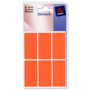 Avery Packets of Labels 50x25mm Fluorescent Red Ref 32-220 [10x36 Labels] Ident: 138A