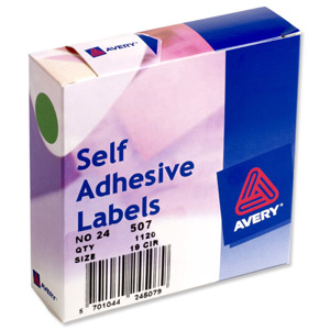 Avery Label Dispenser for Diam.19mm Green Ref 24-507 [1120 Labels] Ident: 138B