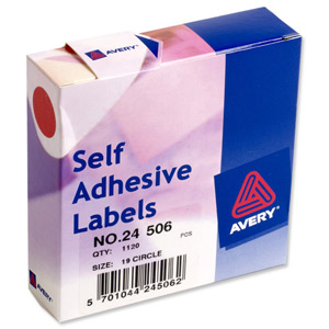 Avery Label Dispenser for Diam.19mm Red Ref 24-506 [1120 Labels] Ident: 138B