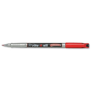 Stabilo Write-4-all Permanent Marker Pen Waterproof 0.7mm Line Red Ref 156-40 [Pack 10] Ident: 94B