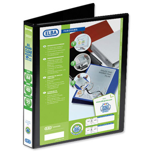 Elba Presentation Ring Binder PVC 4 D-Ring 25mm Capacity A4 Black Ref 400008414 [Pack 6]