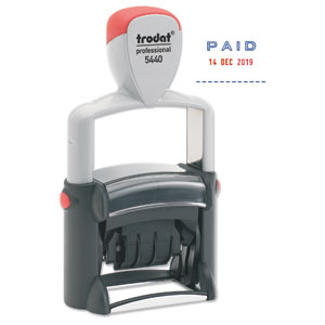 Trodat Professional 5440/L Dater Stamp Textplate Stock Text in Blue Date in Red Ref 75490