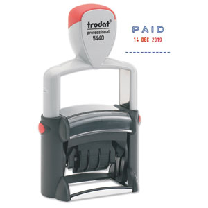 Trodat Professional 5440/L Dater Stamp Textplate Stock Text in Blue Date in Red Ref 75490 Ident: 346A