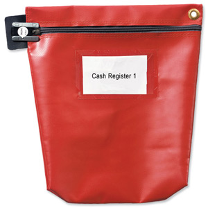 Versapak Cash Bag Tamper-Evident Zip Heavyweight Material Medium W267xD50xH267mm Red Ref CCB1-RDS Ident: 559F