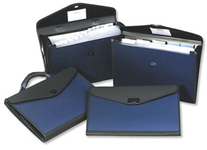 Snopake Expanding Organiser File Polypropylene 13 Part Foolscap Blue and Black Ref 13521