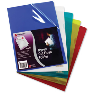 Rexel Nyrex Folder Cut Flush A4 Green Ref 12161GN [Pack 25] Ident: 186D