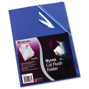 Rexel Nyrex Folder Cut Flush A4 Blue Ref 12161BU [Pack 25] Ident: 186D