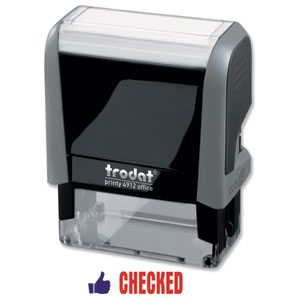 Trodat Office Printy Stamp Self-inking - Checked - 18x46mm Reinkable Red and Blue Ref 54295