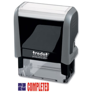 Trodat Office Printy Stamp Self-inking - Completed - 18x46mm Reinkable Red and Blue Ref 54347