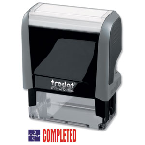 Trodat Office Printy Stamp Self-inking - Completed - 18x46mm Reinkable Red and Blue Ref 54347 Ident: 345A