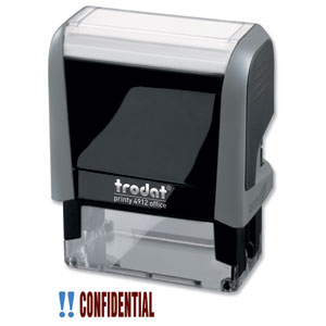 Trodat Office Printy Stamp Self-inking - Confidential - 18x46mm Reinkable Red and Blue Ref 43240