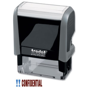 Trodat Office Printy Stamp Self-inking - Confidential - 18x46mm Reinkable Red and Blue Ref 43240 Ident: 345A