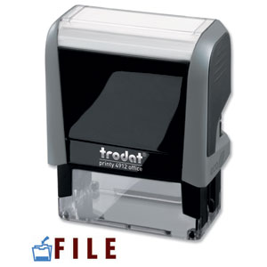 Trodat Office Printy Stamp Self-inking - File - 18x46mm Reinkable Red and Blue Ref 43345