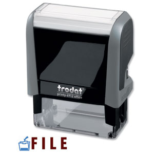 Trodat Office Printy Stamp Self-inking - File - 18x46mm Reinkable Red and Blue Ref 43345 Ident: 345A