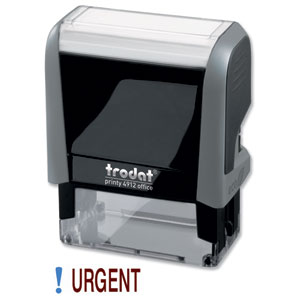 Trodat Office Printy Stamp Self-inking - Urgent - 18x46mm Reinkable Red and Blue Ref 43203