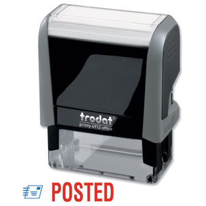 Trodat Office Printy Stamp Self-inking - Posted - 18x46mm Reinkable Red and Blue Ref 43342