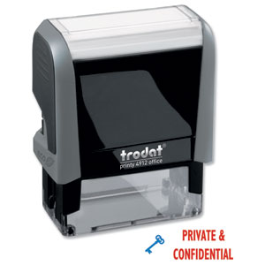 Trodat Office Printy Stamp Self-inking Private & Confidential 18x46mm Reinkable Red and Blue Ref 43360 Ident: 345A