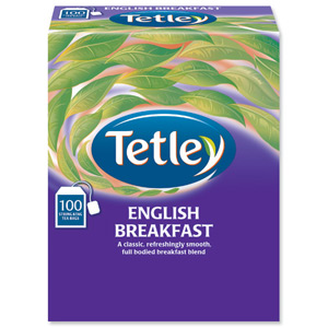 Tetley Tea Bags String and Tag English Breakfast Ref 1244B [Boxed 100]