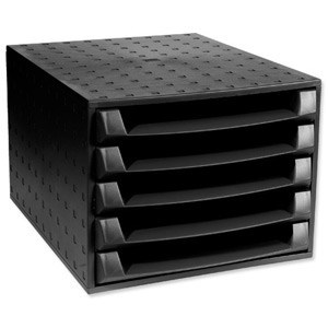 Exacompta Eco Desktop Recycled Plastic 5 Drawer Set W387xD284xH218mm Black Ref 221014D Ident: 331D