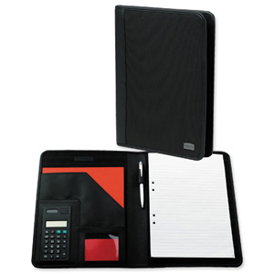 Pierre Writing Case Nylon with Calculator A4 Black Ref 638110