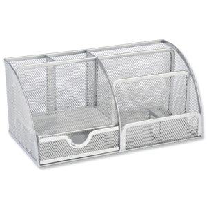 Large Desk Organiser Mesh Scratch Resistant with Non Marking Rubber Pads Silver Ident: 323A