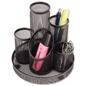 Pencil Pot Mesh Scratch Resistant with Non Marking Base 5 Tube Black Ident: 323A