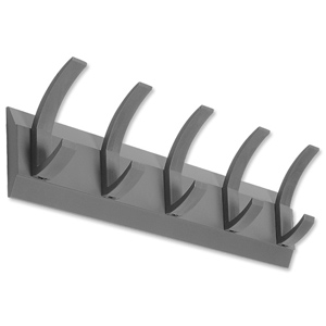 Hat and Coat Wall Rack with Concealed Fixings 5 Hooks Graphite Ident: 489B