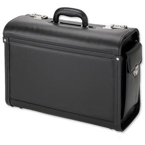 Alassio Genova Pilot Case Multi-section 2 Combination Locks Leather-look Black Ref 45028 Ident: 766A