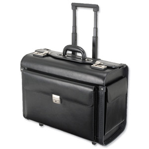 Alassio Silvana Trolley Pilot Case Laptop Compartment 2 Combination Locks Leather-look Black Ref 92301