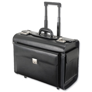 Alassio Silvana Trolley Pilot Case Laptop Compartment 2 Combination Locks Leather-look Black Ref 92301 Ident: 766B